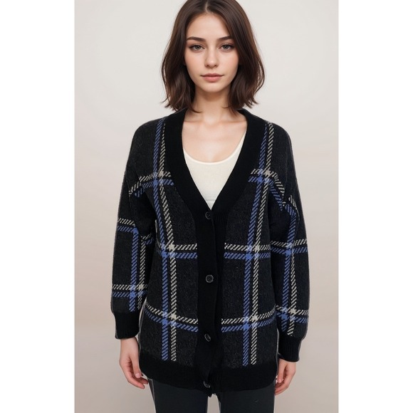 Babaton Sweaters - Babaton Aritzia Cardigan Sweater Sz S Black Knit 100% Merino Wool Grandpacore